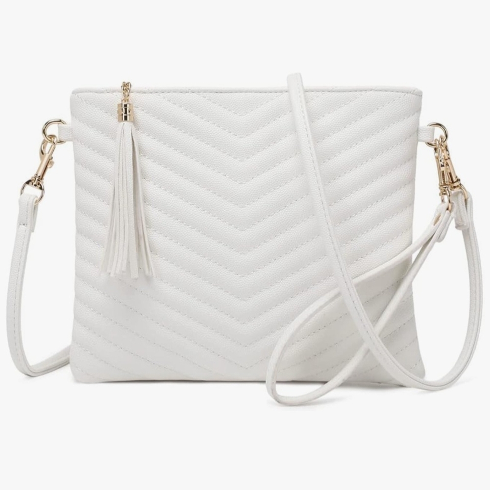 Chic White Chevron Crossbody Bag